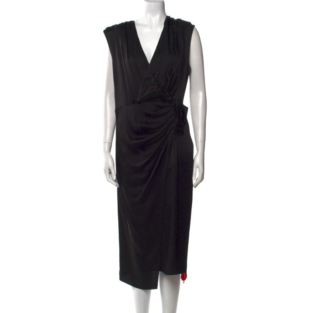 Veronica Beard Clarissa Dress Black V Neck Sleeveless Wrap Midi Size 8